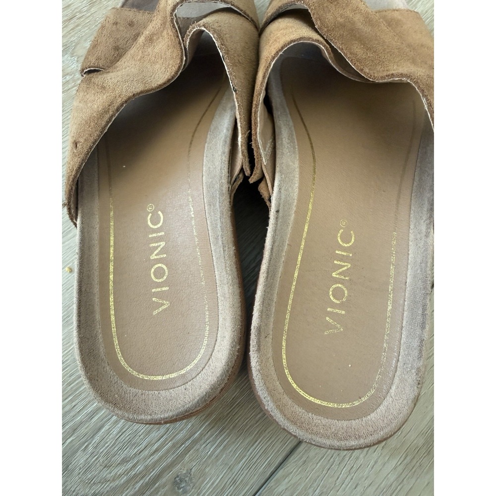 Vionic Womens Hayden Slide Sandals 8.5M Brown Toffee Suede Straps Platform - Picture 3 of 6